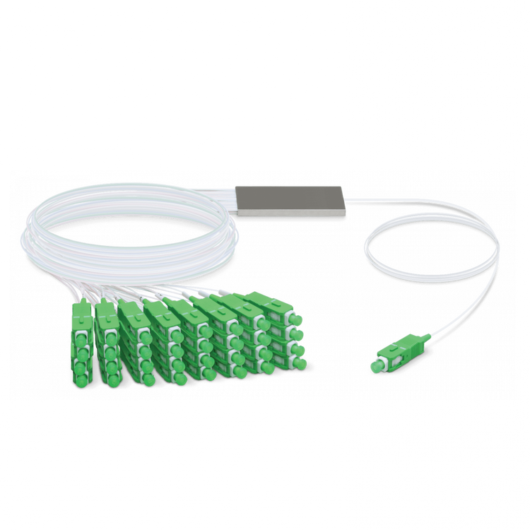 Divisor Óptico PLC Ubiquiti UF-SPLITTER-32 1x32 SC/APC G657A1 GPON 1260-1650nm NDAA – Vista general Casher Group Chile