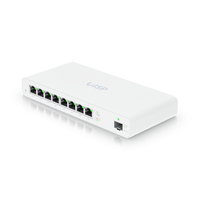 Router Ubiquiti UISP-R vista frontal 8 puertos GbE PoE 27V pasivo – Casher Group Chile 1