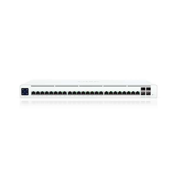 Switch UISP Pro Ubiquiti UISP-S-Pro 24 puertos GbE PoE rack 1U vista principal – Casher Group Chile