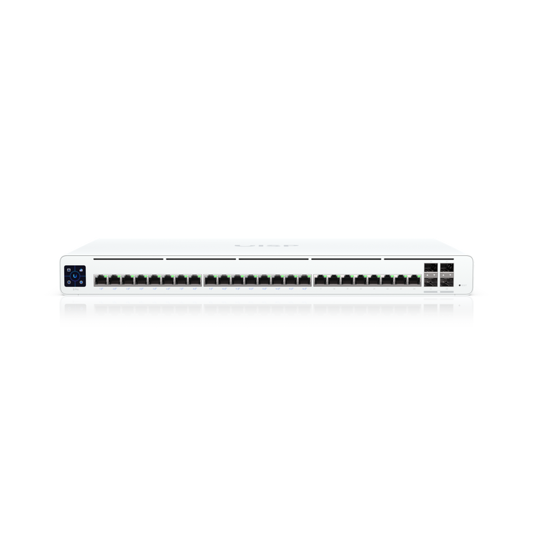 Switch UISP Pro Ubiquiti UISP-S-Pro 24 puertos GbE PoE rack 1U vista principal – Casher Group Chile
