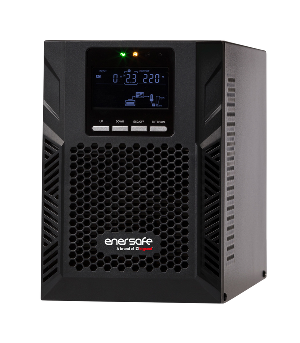 UPS Online Enersafe ESOL T-E 1kVA 900W Doble Conversión Torre Sinusoidal Pura 4xC13 USB RS232 – Vista frontal Casher Group Chile