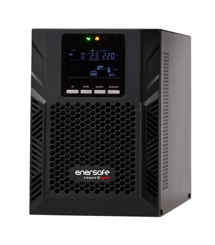 UPS Online Enersafe ESOL T-E 1kVA 900W Doble Conversión Torre Sinusoidal Pura 4xC13 USB RS232 – Vista frontal Casher Group Chile