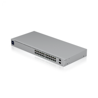 Switch UniFi Standard 24 USW-24 24 Puertos Gigabit 2 SFP LCD 1.3" Administrado Rack 1U – Vista frontal Casher Group Chile 1