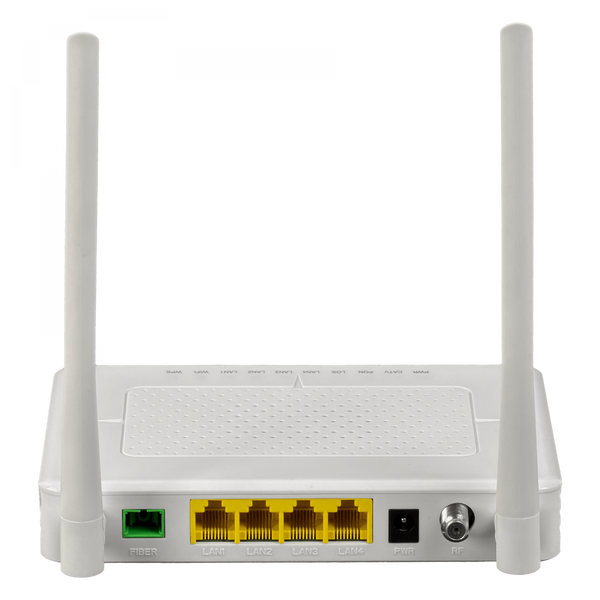 ONU GPON CATV Wolck WK-3804CW 4GE WiFi N300 vista principal – Casher Group Chile