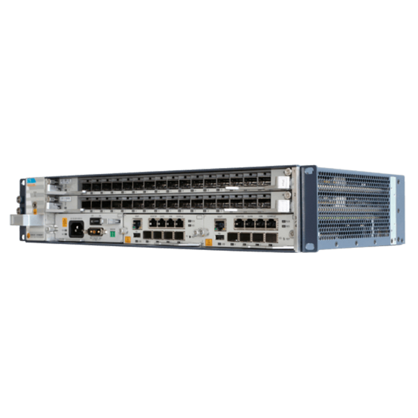 OLT ZTE ZXA10 C620 Chasis 2U 2 Tarjetas 16 PON GPON XGS-PON 32 Puertos 2048 Usuarios – Vista frontal Casher Group Chile