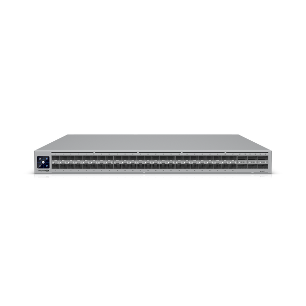Switch UniFi ECS-Aggregation 48 SFP28 25G y 6 QSFP28 100G vista frontal – Casher Group Chile