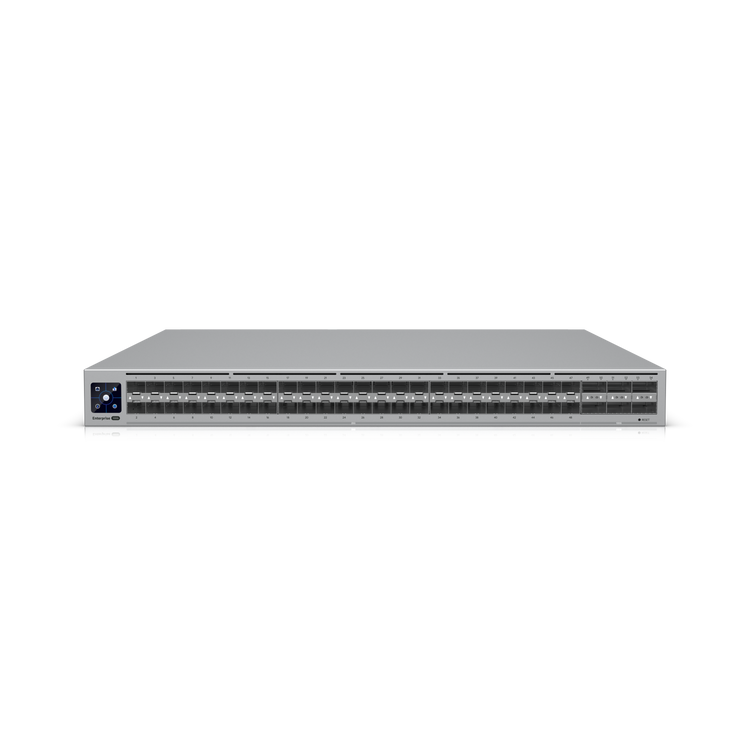 Switch UniFi ECS-Aggregation 48 SFP28 25G y 6 QSFP28 100G vista frontal – Casher Group Chile