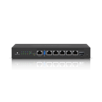 EdgeRouter 6 PoE ER-6P Ubiquiti vista lateral chasis metálico sin ventilador – Casher Group Chile 2