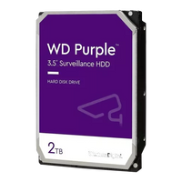 Disco Duro WD Purple 2TB 3,5" SATA 6Gb/s CMR 256MB AllFrame 175MB/s 64 Cámaras NVR/DVR WD22PURZ – Vista frontal Casher Group Chile 1