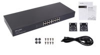 Switch TP-Link TL-SF1016 – Vista lateral 440x180x44mm carcasa acero kit montaje rack y patas goma incluidas Casher Group Chile 3