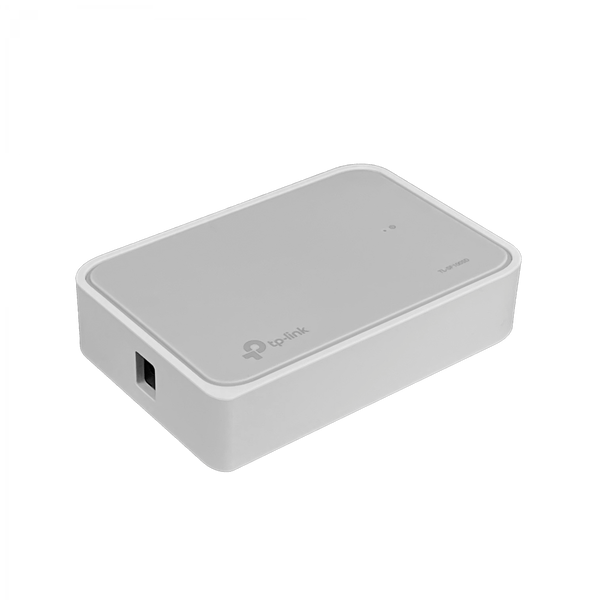Switch de Escritorio TP-Link TL-SF1005D 5 Puertos 10/100Mbps Fanless Plug&Play Green 1,87W – Vista frontal Casher Group Chile