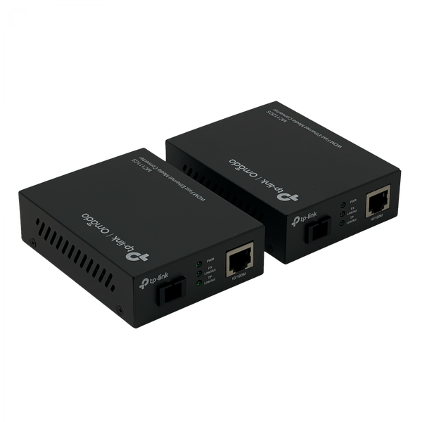 Pack Convertidor Medios WDM TP-Link MC111CS MC112CS 100Mbps SM SC/UPC 20km 1 Solo Hilo – Vista par completo Casher Group Chile