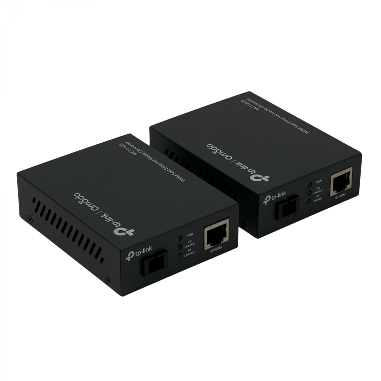 Pack Convertidor Medios WDM TP-Link MC111CS MC112CS 100Mbps SM SC/UPC 20km 1 Solo Hilo – Vista par completo Casher Group Chile