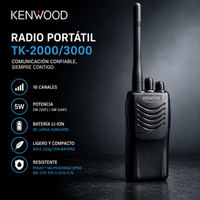 Radio Kenwood TK-2000K – Diseño ultra delgado 14mm batería KNB-65L Li-Ion clip cintón antena VHF incluida Casher Group Chile 2
