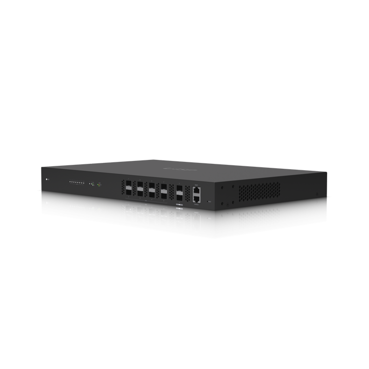 Ubiquiti UISP Fiber OLT UF-OLT 8 Puertos GPON 1024 ONUs 20km 2 SFP+ 10G Rack 1U – Vista frontal Casher Group Chile