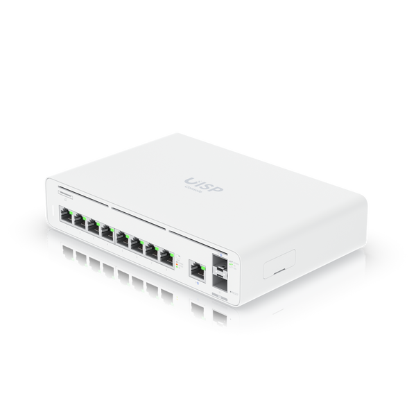 UISP Console Ubiquiti UISP-Console-U vista frontal 9 puertos GbE 2 SFP+ 10G Rack 1U – Casher Group Chile